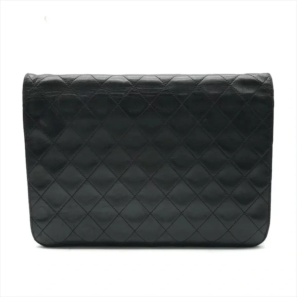 Authentic CHANEL black lambskin single flap classic 24k gold hardware bag